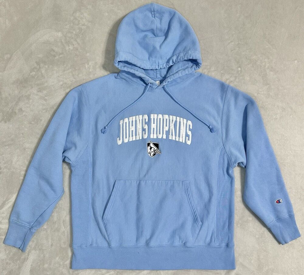 Champion Johns Hopkins Blue Jays Reverse Weave Hoodie Sweatshirt Sweater M